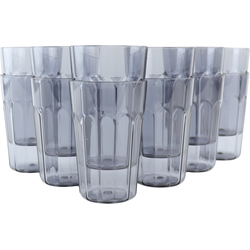 OTIX Kunststof Drinkglazen - Herbruikbaar - Set van 12 - Waterglas - Groot - 350ml - Transparant - Grijs - Kunststof