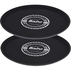 3x stuks zwart anti-slip dienbladen kunststof 36 cm bistro - Dienbladen