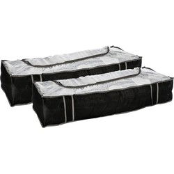 5Five Opberghoes/beschermhoes dekens en kussens - 2x - zwart/grijs - 100 x 45 x 20 cm - Opberghoezen