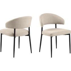 Eetkamerstoel Beige Stof/Metaal - Zithoogte 47,5cm - Catania - Set van 2