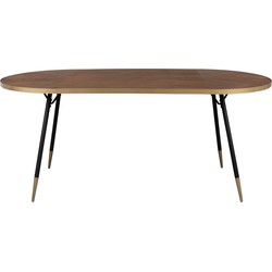 Housecraft Living Denise Eettafel Hout Ovaal 180x90 cm Bruin/ Goud