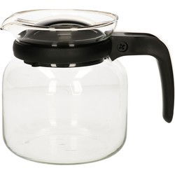 Gerimport Theepot - glas - kunststof deksel - zwart - 1 liter - Theepotten