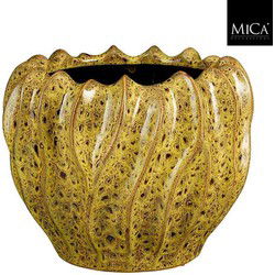 Mica Decorations Bloempot Thom - 31x31x24.5 cm - Keramiek - Geel