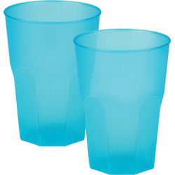 Santex drinkglazen frosted - turquoise - 12x - 420 ml - onbreekbaar kunststof - Cocktailglazen - Drinkglazen
