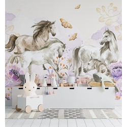 Paarden pracht - Kinderbehang - 292,2 cm x 280 cm - Walloha 