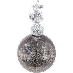 Clayre & Eef Kerstbal  Ø 7 cm Zilverkleurig Glas Kunststof Kerstdecoratie