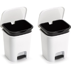 Plasticforte Pedaalemmer - 2x - wit - 7,5 liter - 24 x 22 x 25 cm - Pedaalemmers