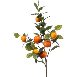 Emerald Kunstbloem citrusfruit tak mandarijn/clementine - 95 cm - oranje - kunst zijdebloemen - Kunstbloemen