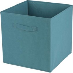 Urban Living Opbergmand/kastmand Square Box - karton/kunststof - 29 liter - petrol blauw - 31 x 31 x 31 cm - Opbergmanden