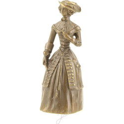 Bronzen tafelbel lady  h x b: 13,8 x 5,5 cm