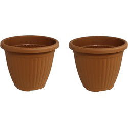 Bloempot Terra voor binnen & buiten - hoogwaardig kunststof - Ø 20 x H 16 cm - set 2 stuks