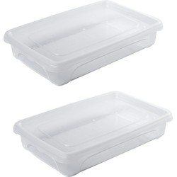 6x stuks voedsel plastic bewaarbakje laag 0,5 liter transparant 18 x 12 x 4 cm - Vershoudbakjes