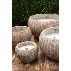 PTMD Kaars Yasmeene - 20x20x16 cm - Cement - Bruin