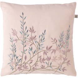 Dutch Decor STUVA - Kussenhoes geborduurd bloemen 45x45 cm - nude - roze - blauw - pasteltinten - Dutch Decor