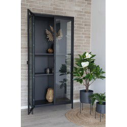 Vitrinekast Metaal Zwart - 35x80x175cm - Kast Brisbane