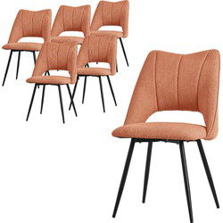 Eetkamerstoel set van 6 oranje gestoffeerd incl. montagemateriaal Gestoffeerde stoel Keukenstoel ML design