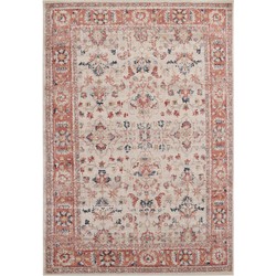 Vercai Rugs Florence Collectie - Laagpolig Vloerkleed - Polypropyleen - Ivoor / Rood - 160x230 cm