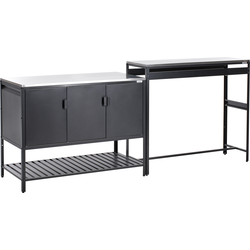 MAENZA  - Buitenkeukenkast set met tafel - Zwart - Staal