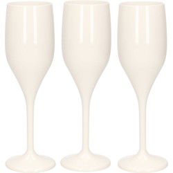 Set van 6x stuks champagneglazen/prosecco flutes wit 150 ml van onbreekbaar kunststof - Champagneglazen