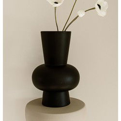 Indore Home - Vaas Ann - XL - Zwarte Vaas - Bloemenvaas - Woonkamer decoratie - 30cm - Bol Vaas