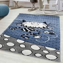 Kids Kat Blauw Grijs vloerkleed - Kinderkamer - 120 X 170 CM