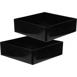 Othmar Decorations bloemstuk schaal -2x -zwart - 20 x 20 cm -kunststof - Decoratieve Schaal (binnen)