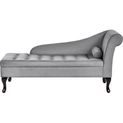 Beliani PESSAC - Chaise longue-Grijs-Fluweel