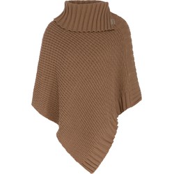 Knit Factory Nicky Gebreide Dames Poncho - Nude - One Size - Met opstaande kraag