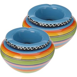 2x stuks spaanse gekleurde asbak blauw 14 cm - Asbakken