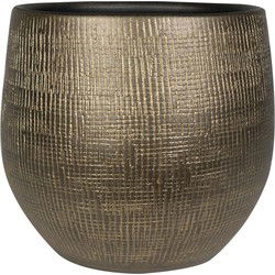 Ter Steege Plantenpot/bloempot - keramiek - metal goud - 31 x 28 cm - Plantenpotten