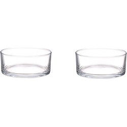Lage schaal/vaas rond - 2x - transparant - glas - D19 x H8 cm - Vazen