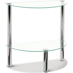 Bijzettafel gehard veiligheid glas | Half rond | Verchroomd staal | glazen bijzet tafel 47cm hoog