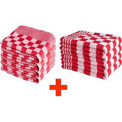 Everyday Textiel Keuken- & Theedoek - Rood - Set van 12