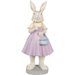 Clayre & Eef Beeld Konijn 12x10x27 cm Bruin Paars Polyresin Paasdecoratie