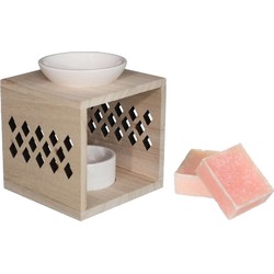 Ideas4seasons Amberblokjes/geurblokjes cadeauset - roos geur - inclusief geurbrander - Geurbranders