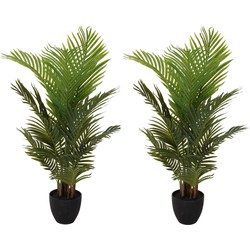 3x Groene kunst goudpalm kamerplanten in pot 94 cm - Kunstplanten