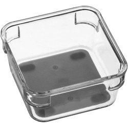 Bestekbak/keuken organizer 1-vaks Tidy Smart grijs transparant kunststof 9 x 9 x 4,5 cm - Bestekbakken