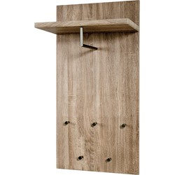 HakuShop Wandkapstok | Bruin MDF | Eiken truffel | Hoedenplank | 49x31x100