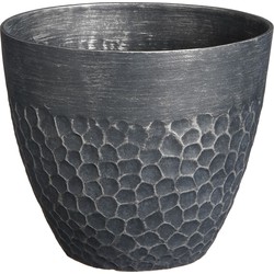 Mica Decorations Bravo Bloempot voor Buiten - H26 x Ø30,5 cm - Zwart gehamerd