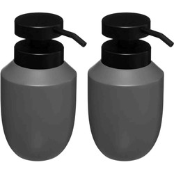 2x Stuks Zeeppompjes/zeepdispensers van kunststeen - grijs - 320 ml - Zeeppompjes