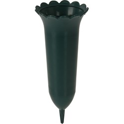 Grafvaas/grafvazen - kunststof - groen - 25 cm - Voor bloemen op graf - Vazen