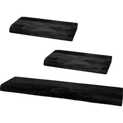 Wandplank Pure Zwart Mangohout - Set van 3 Klein