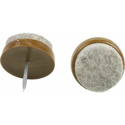 AMIG Viltglijders/meubelbeschermers met nagel - 4x - D19 mm - bruin - stoelpoten - kunststof/vilt - Meubelviltjes