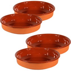 4x Terracotta tapas borden/schalen 26 cm en 24 cm - Snack en tapasschalen