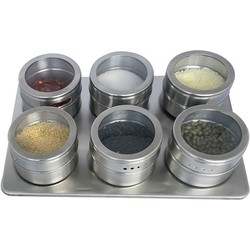 Decopatent® Kruidenrek met 6 Magnetische Kruidenpotjes - Kruidenpot met Magneet - Keuken Kruidenrekje voor specerijen - Spice Rack