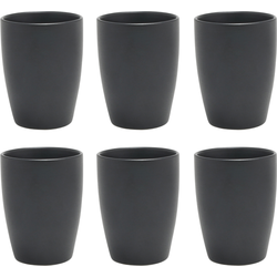 OTIX Koffiekopjes - Set van 6 - Koffietassen - Zwart - Mat - 340ml - Zonder Oor - Aardewerk