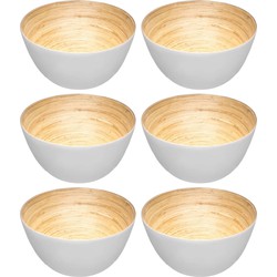 Set van 6x stuks Slakommetjes/serveer schaaltjes - bamboe - D17 cm - Saladeschalen