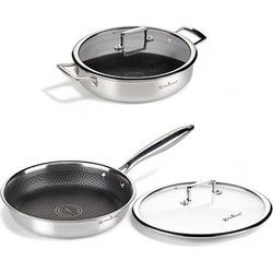 Rosmarino HexaPRO Pannenset 4delig - Koekenpan 28cm - Braadpan 28cm - Pannen - met glazen deksel