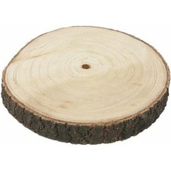 HBX Natural Living Kaarsenbord/decoratie dienblad - houten boomschijf - D39 x H3 cm - Kaarsenplateaus