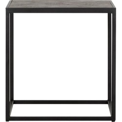 MUST Living Side table Harmony square,42x40x40 cm, black powder coated frame with carlitto charcoal recycled leather